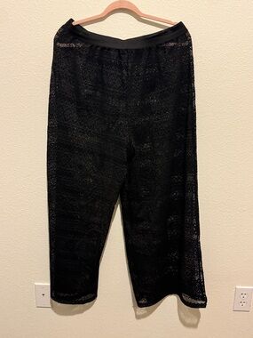 Black Crochet Wide-Leg swim cover up